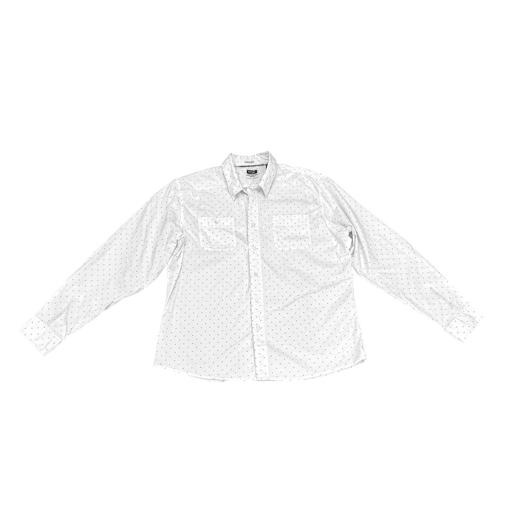 Wrangler Mens XL White Geometric‎ Micro Print Flex for Comfort Button Down Shirt